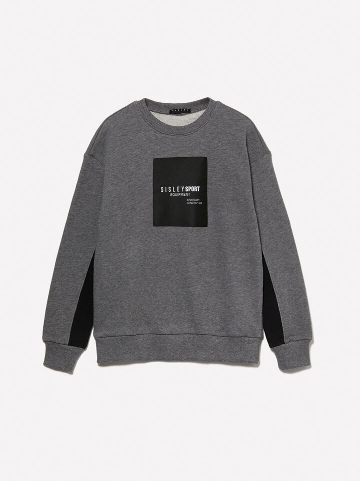 Gray sweatshirt with logo tag - boys' knitwear - Gray | Sisley Young image number 1